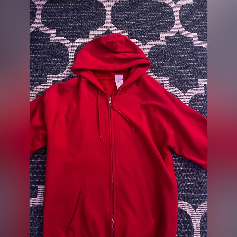 All red hoodie